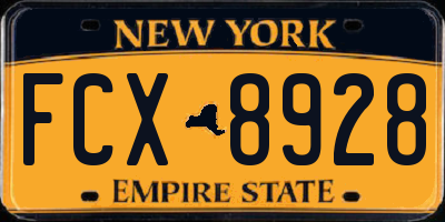 NY license plate FCX8928
