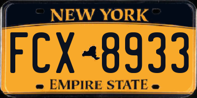 NY license plate FCX8933