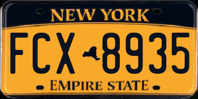 NY license plate FCX8935