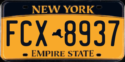 NY license plate FCX8937