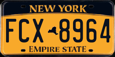 NY license plate FCX8964