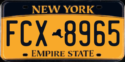 NY license plate FCX8965