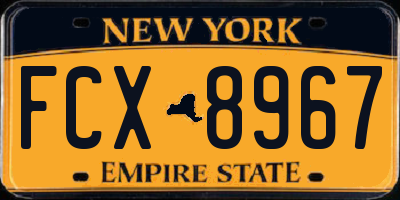 NY license plate FCX8967