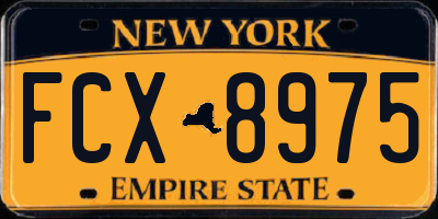 NY license plate FCX8975