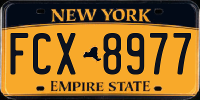 NY license plate FCX8977
