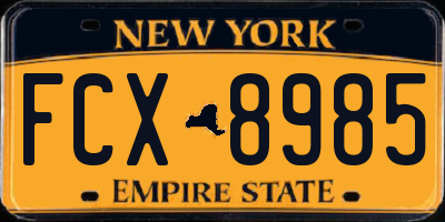 NY license plate FCX8985