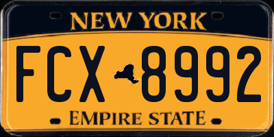 NY license plate FCX8992