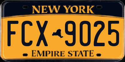 NY license plate FCX9025