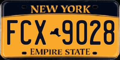 NY license plate FCX9028