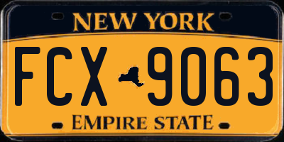 NY license plate FCX9063
