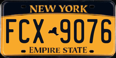 NY license plate FCX9076