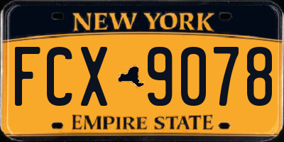 NY license plate FCX9078