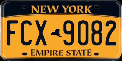 NY license plate FCX9082