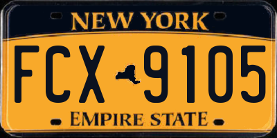 NY license plate FCX9105