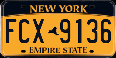 NY license plate FCX9136