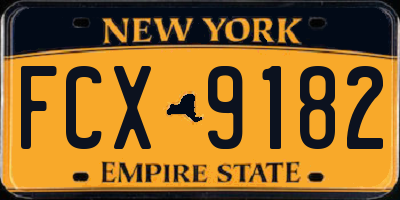 NY license plate FCX9182