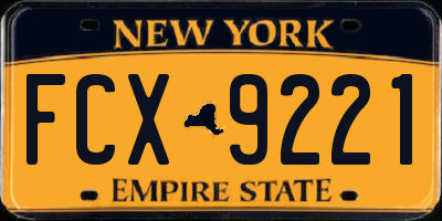 NY license plate FCX9221