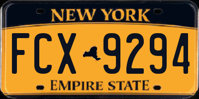 NY license plate FCX9294