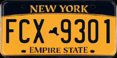 NY license plate FCX9301