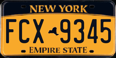 NY license plate FCX9345
