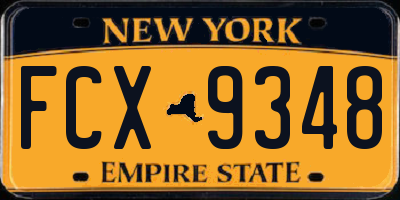NY license plate FCX9348