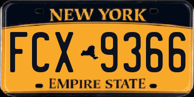NY license plate FCX9366