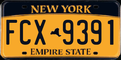 NY license plate FCX9391