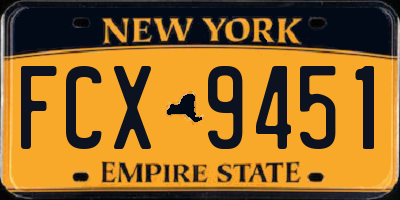 NY license plate FCX9451