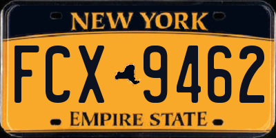 NY license plate FCX9462