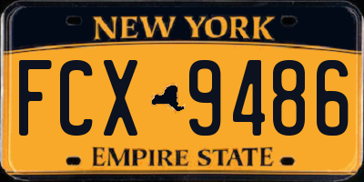 NY license plate FCX9486