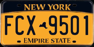 NY license plate FCX9501