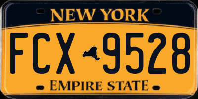 NY license plate FCX9528