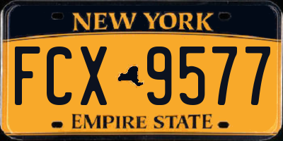 NY license plate FCX9577