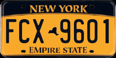 NY license plate FCX9601