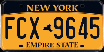 NY license plate FCX9645