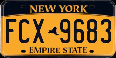 NY license plate FCX9683