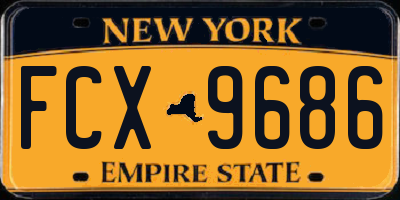 NY license plate FCX9686