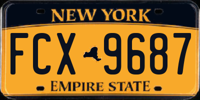NY license plate FCX9687
