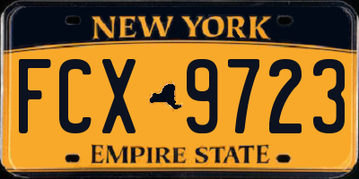 NY license plate FCX9723