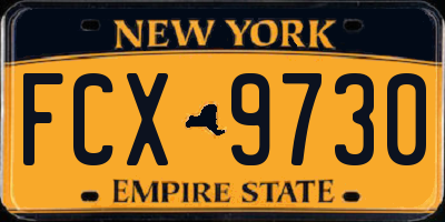 NY license plate FCX9730