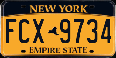 NY license plate FCX9734