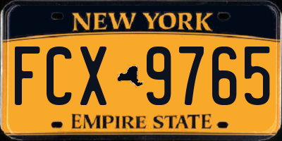 NY license plate FCX9765