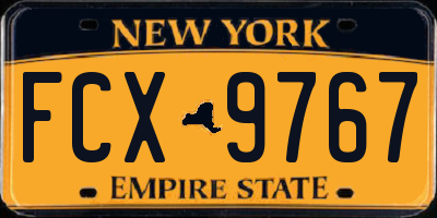 NY license plate FCX9767