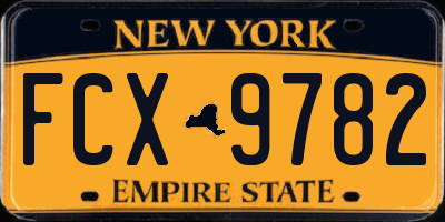 NY license plate FCX9782