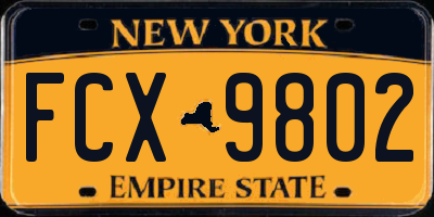 NY license plate FCX9802