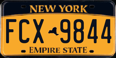 NY license plate FCX9844