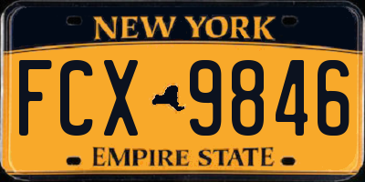 NY license plate FCX9846