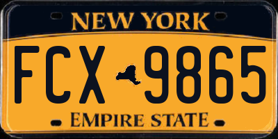 NY license plate FCX9865
