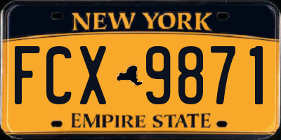 NY license plate FCX9871