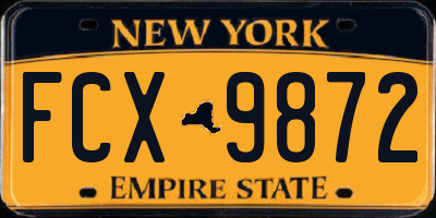 NY license plate FCX9872